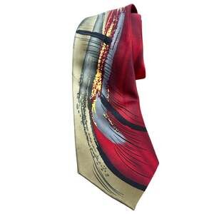 J Jerry Garcia Capillaries Collection 52 Satin Red Abstract Print Neck Tie 3.25"